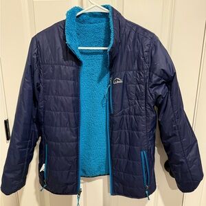 L.L. Bean Kids Puffer Jacket in Navy and Teal